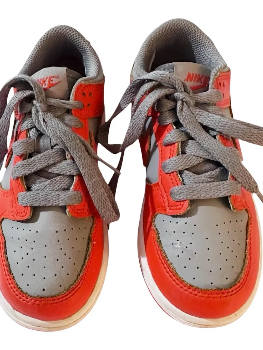 NIKE Dunk Low Retro Kids Unisex  Orange and Gray Sneakers Size 12C